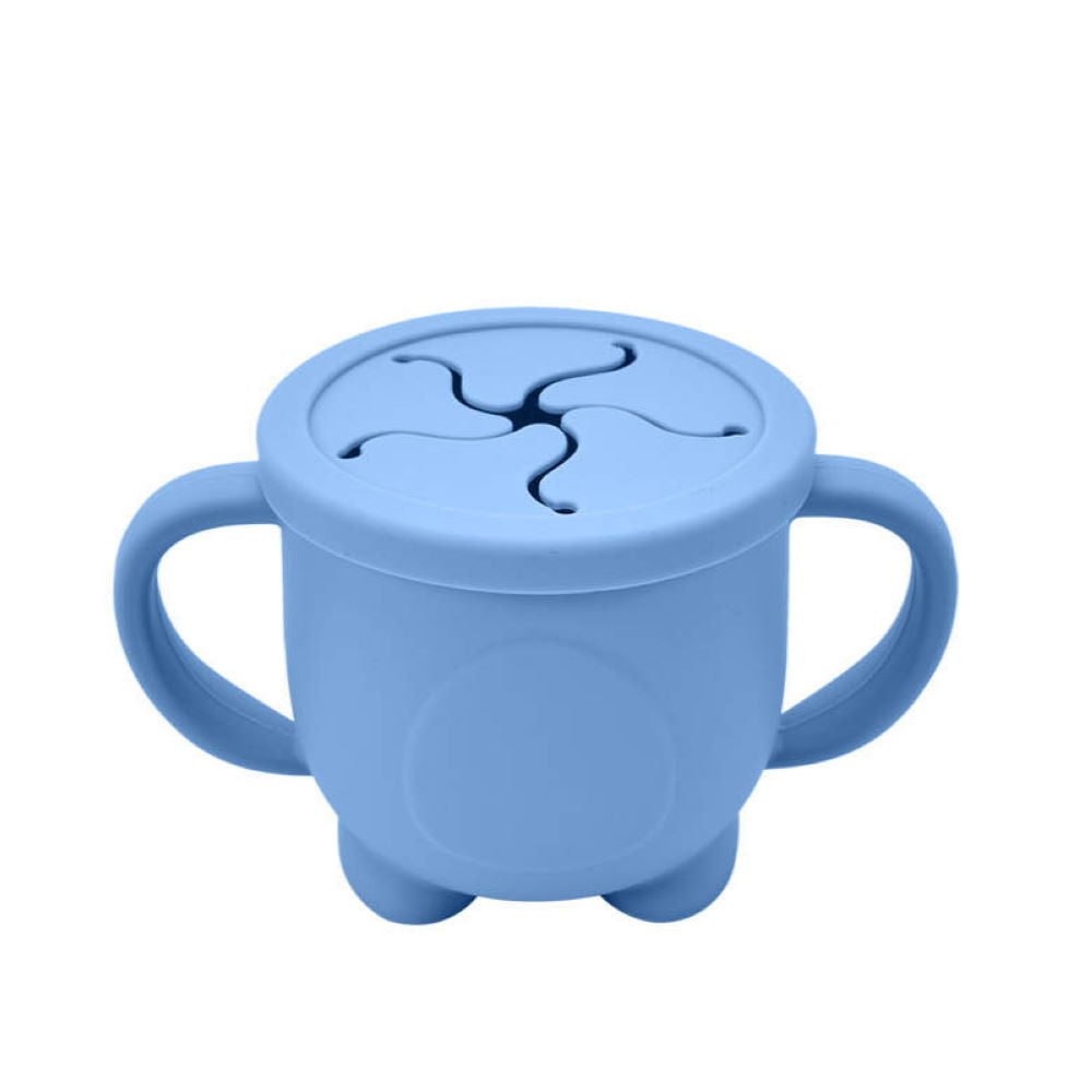 Blue Silicone No Spill Snack Cup