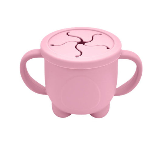 Pink Silicone No Spill Snack Cup